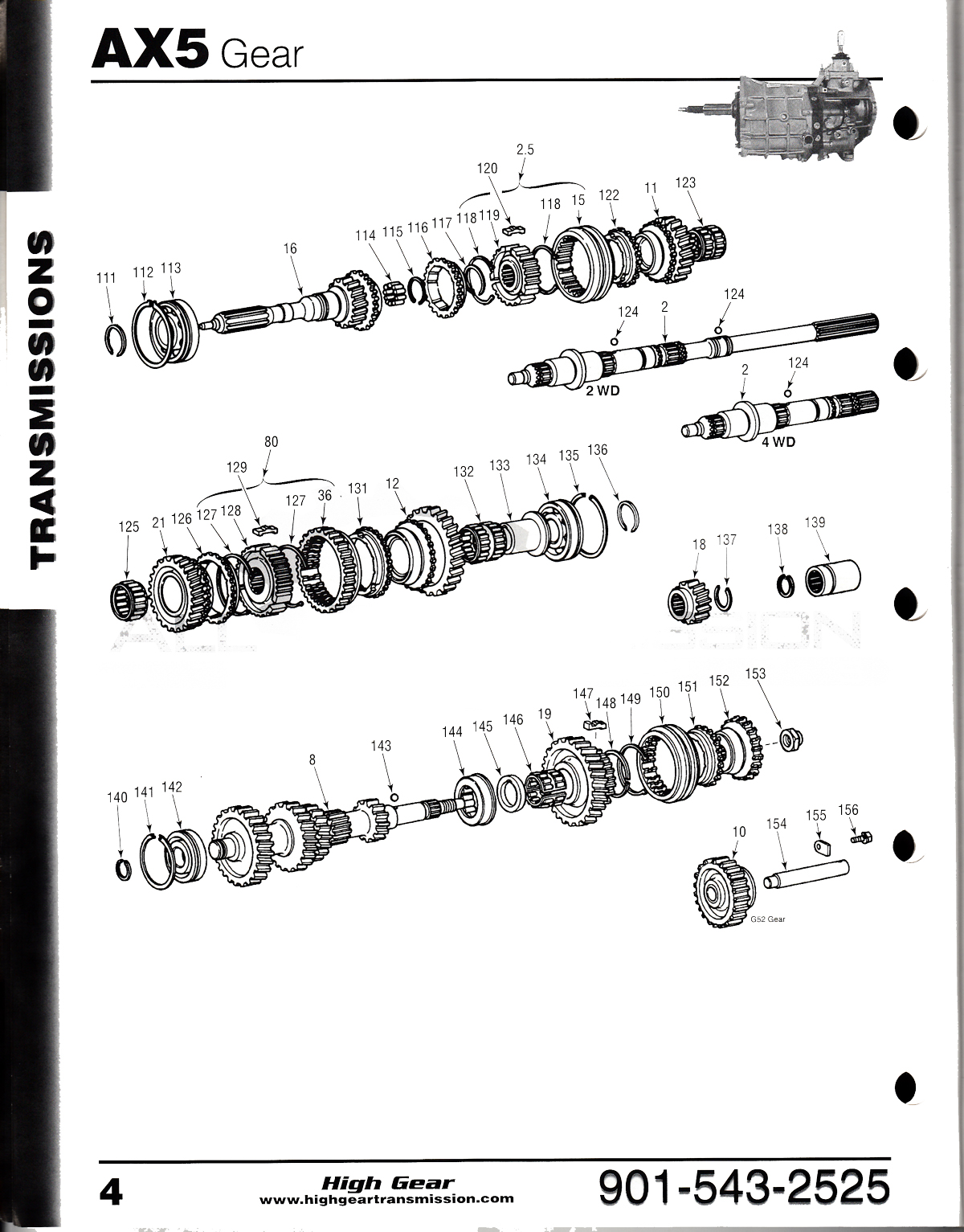 Exploded view diagram of Jeep AX-5 Manual Transmission gearing