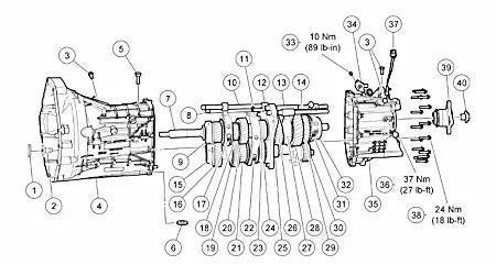 Exploded diagram of an MT-82 manual transmission by High Gear transmission