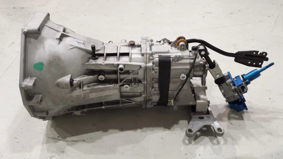 Side view of a remanufactured T-82 manual transmission by High Gear transmission